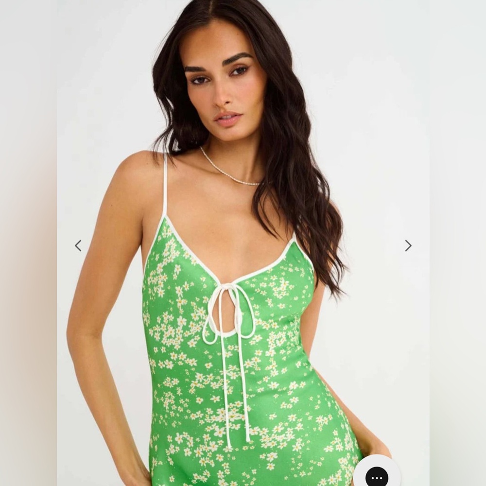 Green flower printed maxi dress